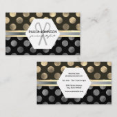 Carte De Visite Pois d'argent classique en or (Devant / Derrière)