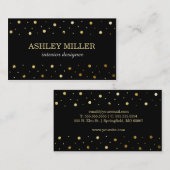 Carte De Visite Pois de la feuille noire et or moderne (Devant / Derrière)