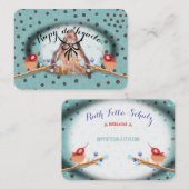 Carte De Visite pois de nids d'oiseaux turquoise (Devant / Derrière)