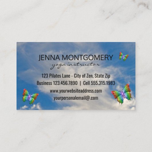 Carte De Visite Pois de papillon d'arc-en-ciel du professeur | de (Dos)