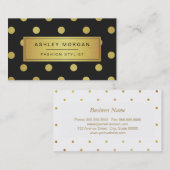 Carte De Visite Pois de Parties scintillant d'or - Black White ten (Devant / Derrière)