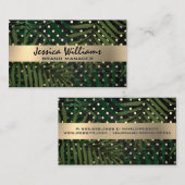 Carte De Visite Pois d'or | Feuilles de palmes géométriques (Devant / Derrière)