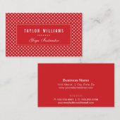 Carte De Visite Pois élégants, rouges et blancs (Devant / Derrière)