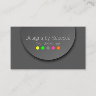 Carte De Visite Pois en néon moderne coloré sur Anthracite