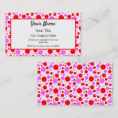 Carte De Visite Pois et cercles roses rouges modifiables (Devant / Derrière)