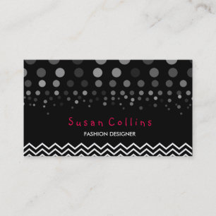 Carte De Visite Pois et Chevron Black White Fashion Elegant