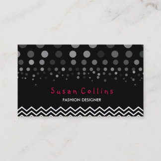 Carte De Visite Pois et Chevron Black White Fashion Elegant