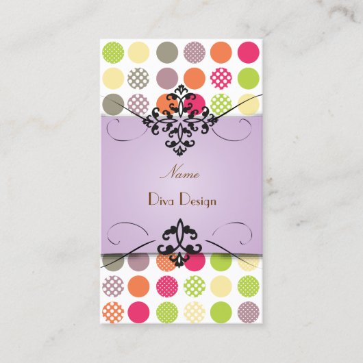 Carte De Visite Pois funky de PixDezines| DO-IT-YOURSELF couleur a (Devant)