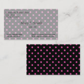 Carte De Visite pois mignon, girly, rose moderne et noir (Devant / Derrière)