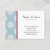 Carte De Visite Pois, Motif à points Polka, points, bleu, gris (Dos)