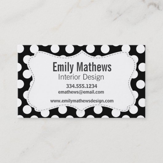 Carte De Visite Pois noir et blanc (Devant)