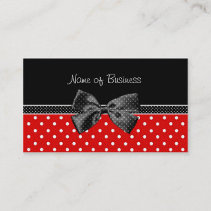 Carte De Visite Pois noir et rouge à la mode avec le ruban