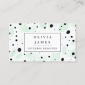 Carte De Visite Pois noir point Vert Aquarelle Splash Moderne (Devant)