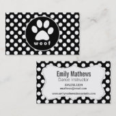 Carte De Visite Pois noirs et blancs ; Empreintes de pattes (Devant / Derrière)