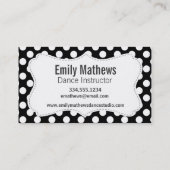 Carte De Visite Pois noirs et blancs ; Empreintes de pattes (Dos)