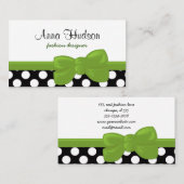 Carte De Visite Pois noirs et blancs, Motif Polka (Devant / Derrière)