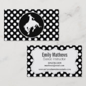 Carte De Visite Pois noirs et blancs; Rodeo Cowboy (Devant / Derrière)