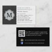 Carte De Visite Pois Noirs mignons Avec Boutique Monogramme Fille (Devant / Derrière)