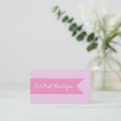 Carte de visite Pois rose et blanc (Debout devant)