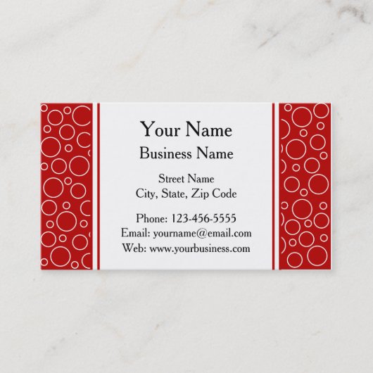 Carte De Visite Pois rouges et blancs (Devant)