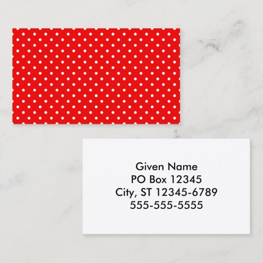 Carte De Visite Pois rouges et blancs (Devant / Derrière)