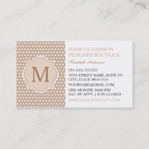 Carte De Visite Pois Tan Cute Avec Boutique Monogram Girl