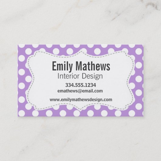Carte De Visite Pois violets de lavande (Devant)