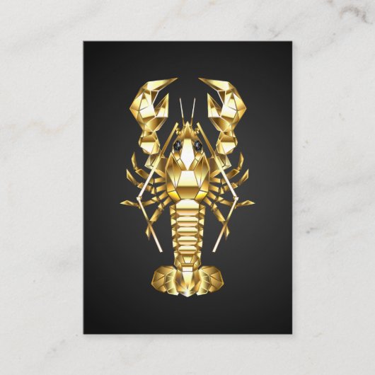 Carte De Visite Poisson à langouste polygonale dorée sur noir (Devant)