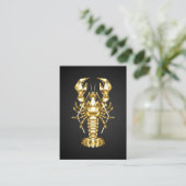 Carte De Visite Poisson à langouste polygonale dorée sur noir (Debout devant)