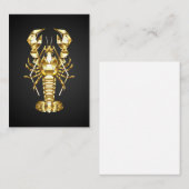 Carte De Visite Poisson à langouste polygonale dorée sur noir (Devant / Derrière)