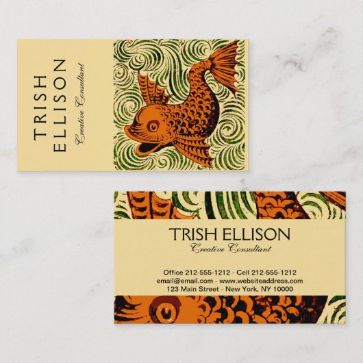 Carte De Visite Poisson Antique Carrelage Ancien art (Devant / Derrière)