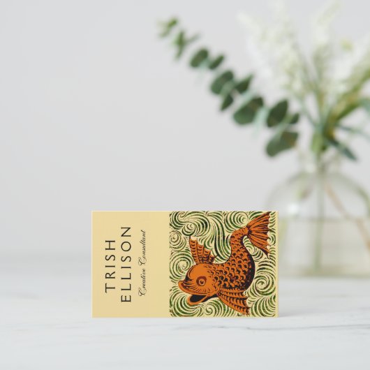Carte De Visite Poisson Antique Carrelage Ancien art (Debout devant)