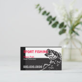 Carte De Visite Poisson basse/pêche (noir/rouge/blanc) (Debout devant)