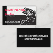 Carte De Visite Poisson basse/pêche (noir/rouge/blanc) (Devant / Derrière)