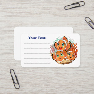 Carte De Visite Poisson clown Dessin animé mignon Famille Sous l'e