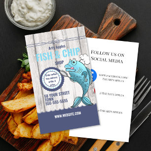 Carte De Visite Poisson de dessin animé Frites Magasin de nautique