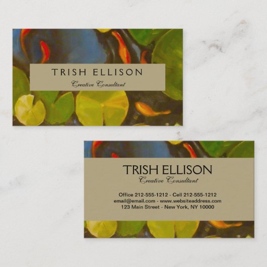 Carte De Visite Poisson D'Or Koi Pond Water Lys (Devant / Derrière)