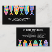 Carte De Visite Poisson noir mignonne Motif Waves (Devant / Derrière)