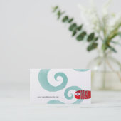 Carte De Visite Poisson rouge bleu vagues finition métallique plat (Debout devant)