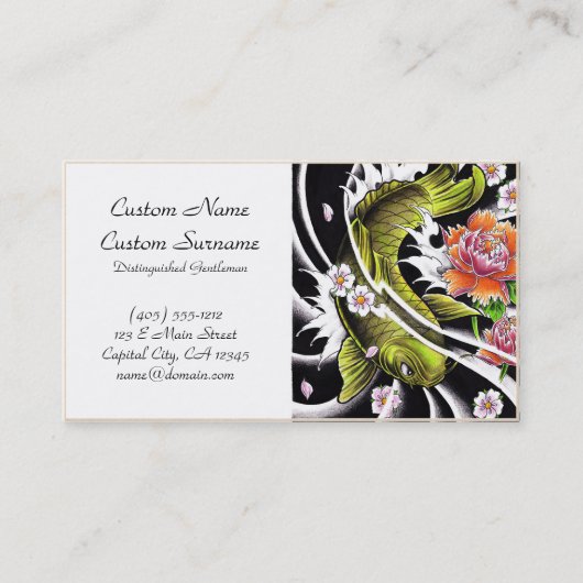 Carte De Visite Poissons chanceux à l'encre noire japonais (Devant)