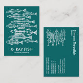 Carte De Visite POISSONS de RAYON X - vert de mousse (Devant / Derrière)