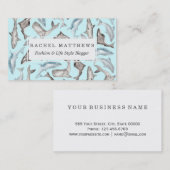 Carte De Visite Poissons océaniques d'aquarelle dans le gris blanc (Devant / Derrière)