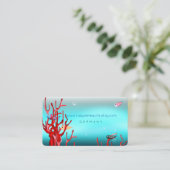 Carte De Visite Poissons sous-marins Corail rouge Turquoise (Debout devant)