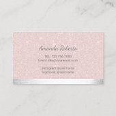 Carte De Visite Poitrine Artiste maquillage Blush Pink & Silver (Dos)