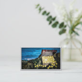 Carte De Visite Poitrine au trésor d'or sur les rochers (Debout devant)