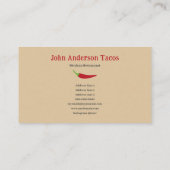 Carte De Visite Poivre rouge chili (Dos)