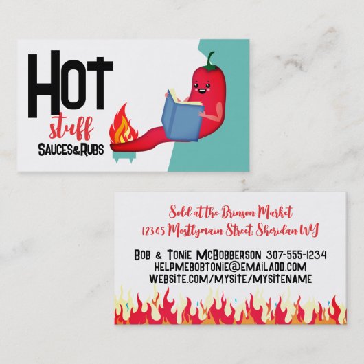 Carte De Visite poivron chili lecture de nourriture intelligente c (Devant / Derrière)