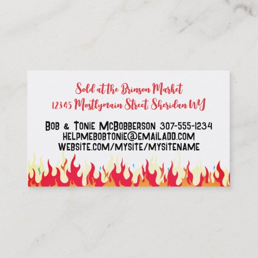 Carte De Visite poivron chili lecture de nourriture intelligente c (Dos)