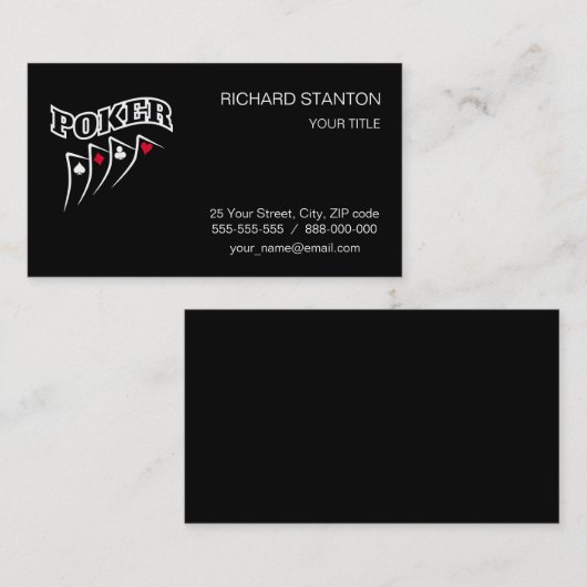Carte De Visite Poker (Devant / Derrière)
