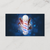 Carte De Visite Pôle de Salon de Coiffure à Effet Bokeh Bleu Cisea (Dos)